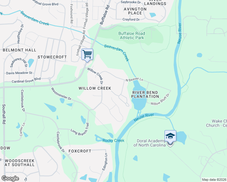 map of restaurants, bars, coffee shops, grocery stores, and more near 5809 Iris Lake Court in Raleigh