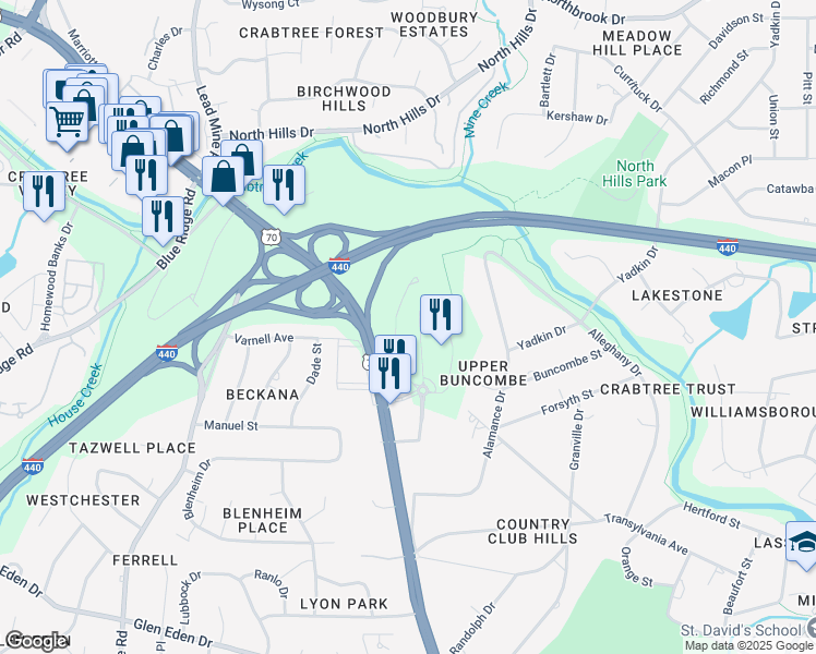 map of restaurants, bars, coffee shops, grocery stores, and more near 3716 National Drive in Raleigh