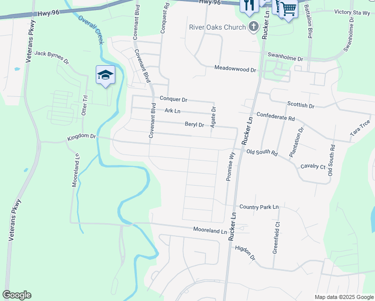 map of restaurants, bars, coffee shops, grocery stores, and more near 4803 Kingdom Drive in Murfreesboro