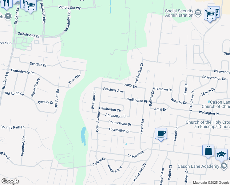 map of restaurants, bars, coffee shops, grocery stores, and more near 3739 Precious Avenue in Murfreesboro