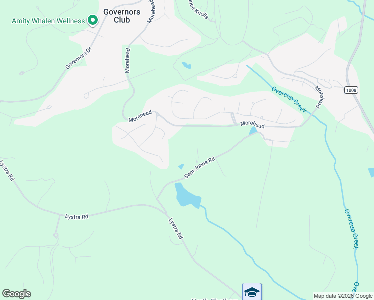 map of restaurants, bars, coffee shops, grocery stores, and more near 357 Sam Jones Road in Chapel Hill