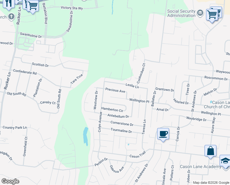map of restaurants, bars, coffee shops, grocery stores, and more near 3743 Precious Avenue in Murfreesboro