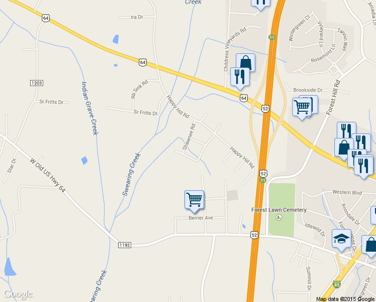 map of restaurants, bars, coffee shops, grocery stores, and more near 316 Iroquois Trail in Lexington