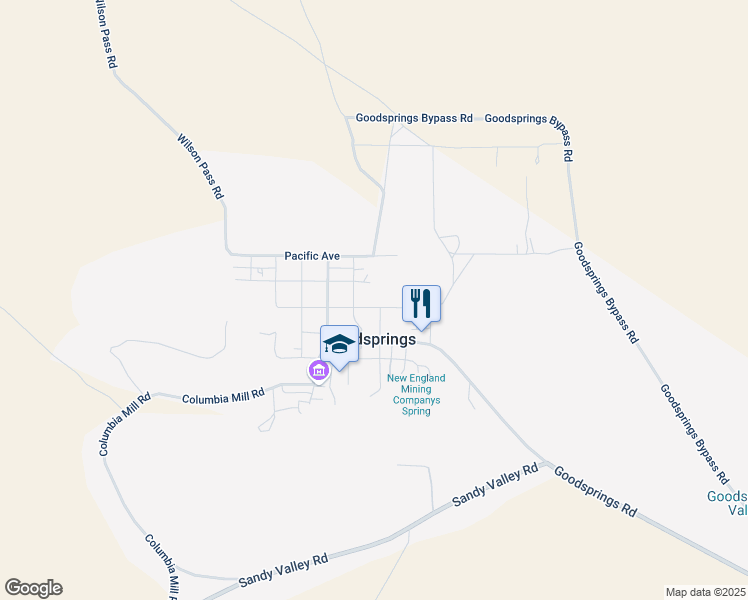 map of restaurants, bars, coffee shops, grocery stores, and more near 210 East Main Street in Goodsprings