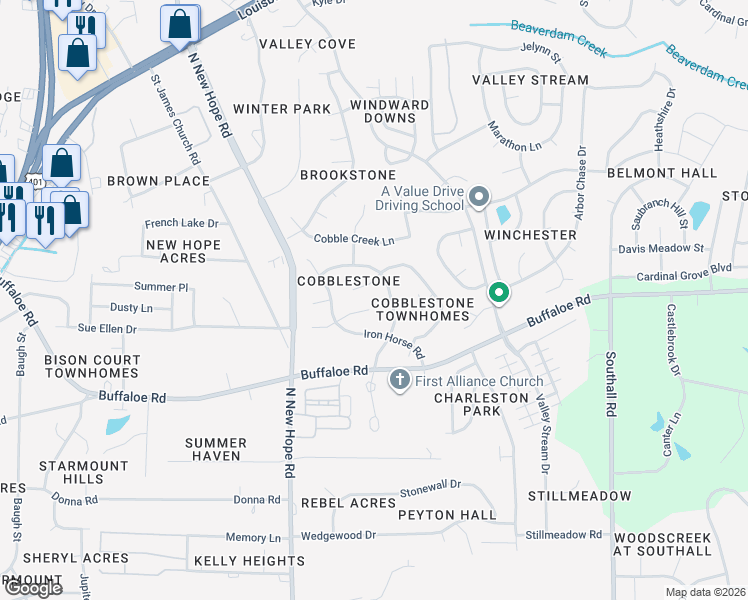 map of restaurants, bars, coffee shops, grocery stores, and more near 4228 Old Brick Court in Raleigh