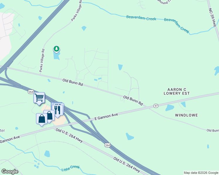 map of restaurants, bars, coffee shops, grocery stores, and more near 408 Barrington Row Avenue in Zebulon