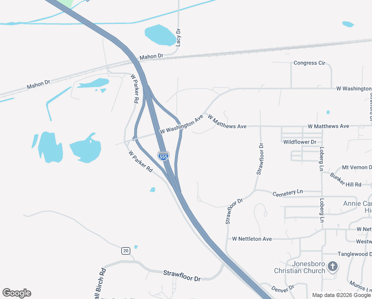 map of restaurants, bars, coffee shops, grocery stores, and more near 2713 West Matthews Avenue in Jonesboro