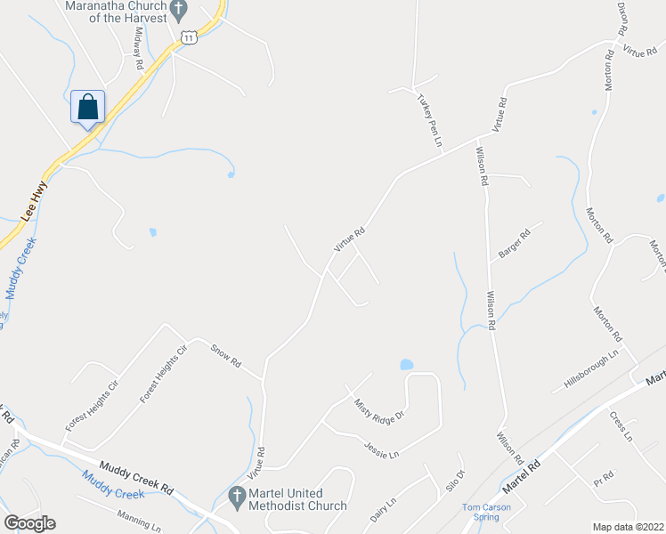 map of restaurants, bars, coffee shops, grocery stores, and more near 14289 Virtue Road in Lenoir City