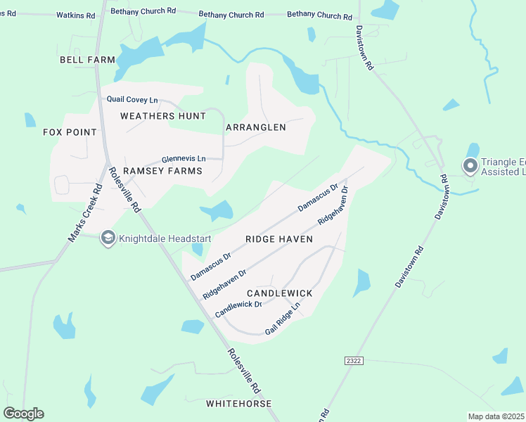 map of restaurants, bars, coffee shops, grocery stores, and more near 1220 Mylynn Drive in Wendell