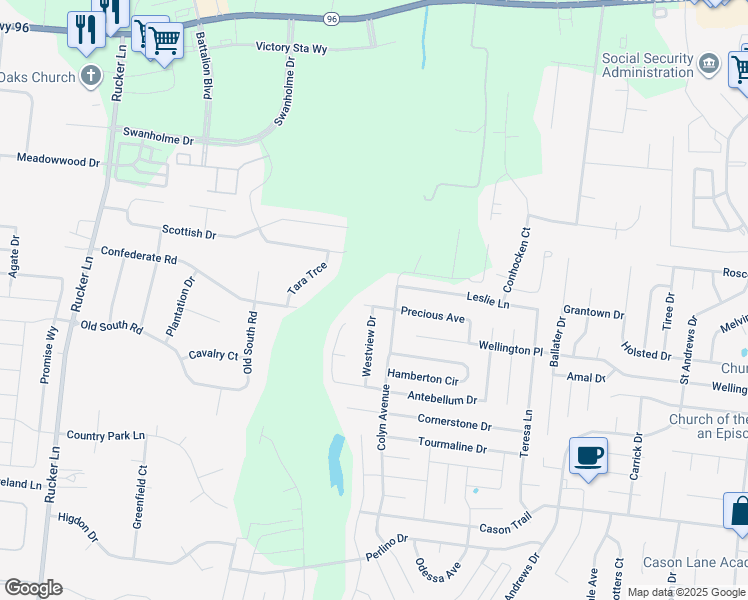 map of restaurants, bars, coffee shops, grocery stores, and more near 3818 Precious Avenue in Murfreesboro
