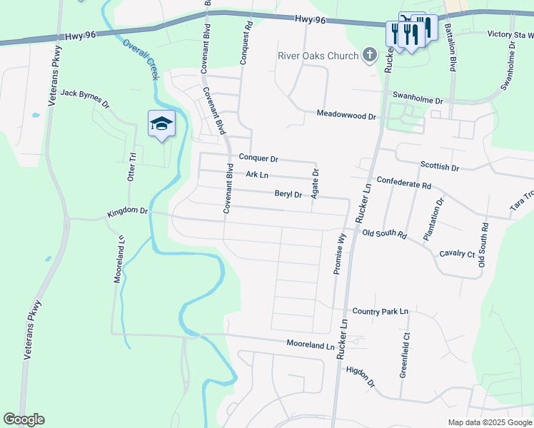 map of restaurants, bars, coffee shops, grocery stores, and more near 4836 Compassion Lane in Murfreesboro