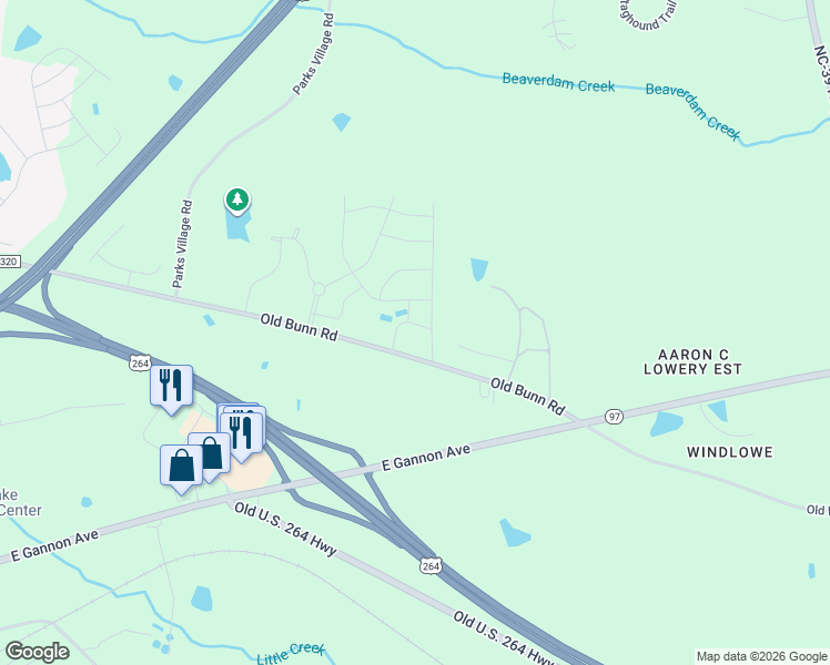 map of restaurants, bars, coffee shops, grocery stores, and more near 740 Hadstock Path in Zebulon