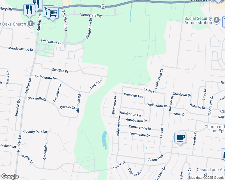 map of restaurants, bars, coffee shops, grocery stores, and more near 3830 Precious Avenue in Murfreesboro