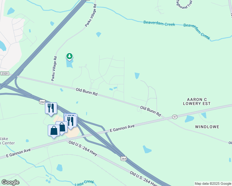 map of restaurants, bars, coffee shops, grocery stores, and more near 730 Hadstock Path in Zebulon