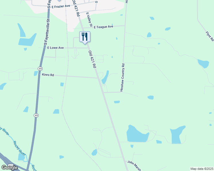 map of restaurants, bars, coffee shops, grocery stores, and more near 3345 Hinshaw Country Road in Liberty
