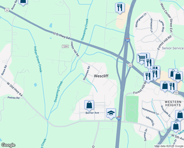 map of restaurants, bars, coffee shops, grocery stores, and more near 166 Little Beaver Road in Lexington