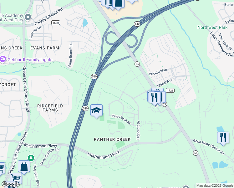 map of restaurants, bars, coffee shops, grocery stores, and more near in Cary