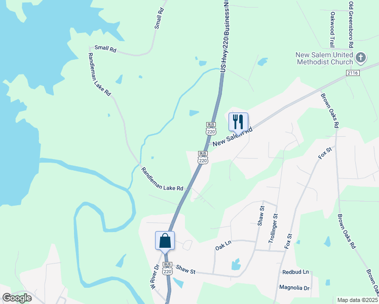 map of restaurants, bars, coffee shops, grocery stores, and more near 7591 U.S. 220 Business in Randleman