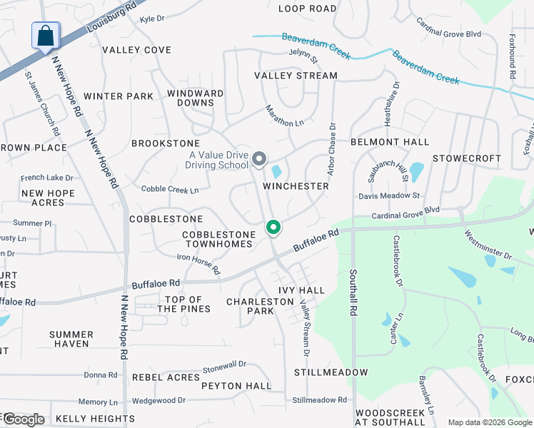 map of restaurants, bars, coffee shops, grocery stores, and more near 4313 Major Loring Way in Raleigh