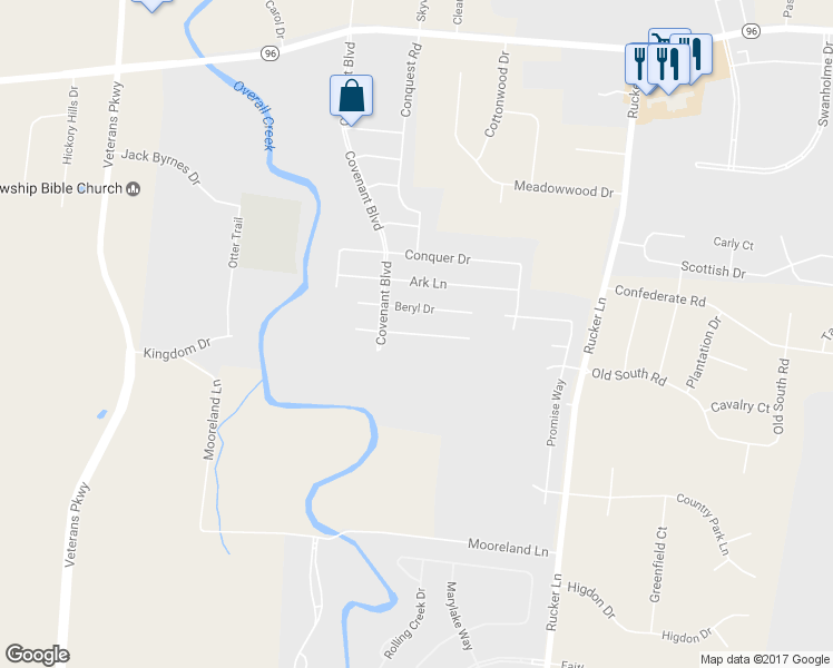 map of restaurants, bars, coffee shops, grocery stores, and more near 4836 Compassion Lane in Murfreesboro