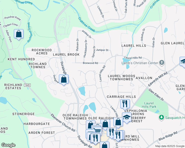 map of restaurants, bars, coffee shops, grocery stores, and more near 4017 John S Raboteau Wynd in Raleigh