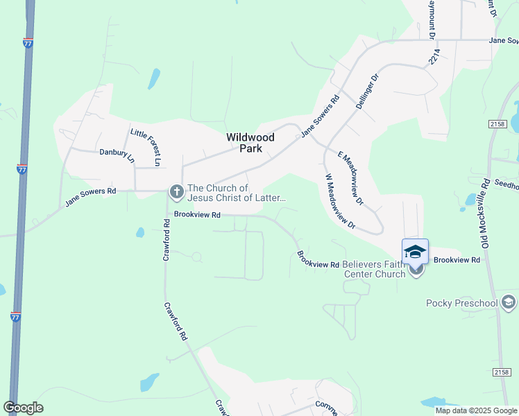 map of restaurants, bars, coffee shops, grocery stores, and more near 127 Green Meadow Lane in Statesville