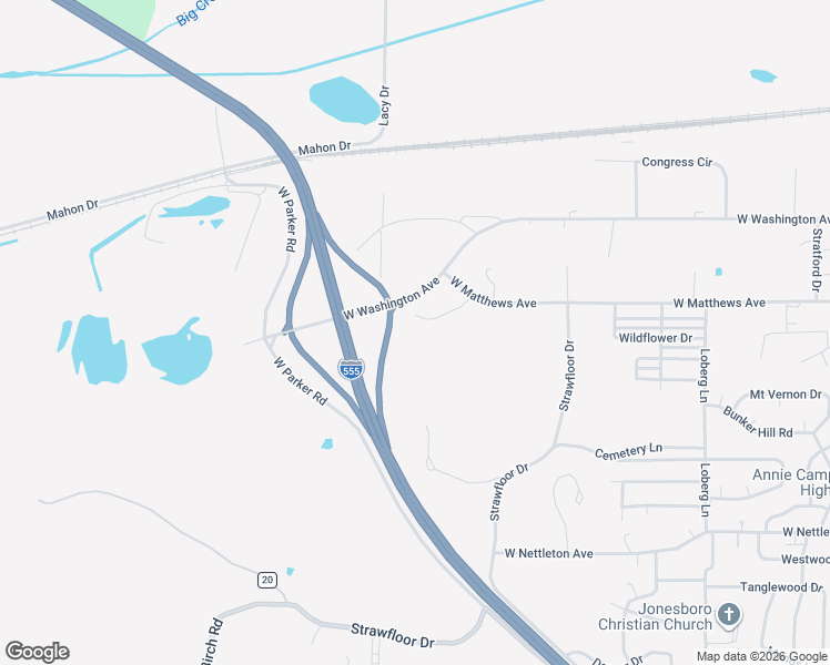 map of restaurants, bars, coffee shops, grocery stores, and more near 2713 West Matthews Avenue in Jonesboro