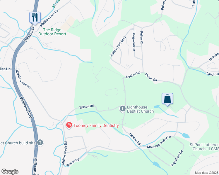 map of restaurants, bars, coffee shops, grocery stores, and more near 1210 Amber Lane in Sevierville