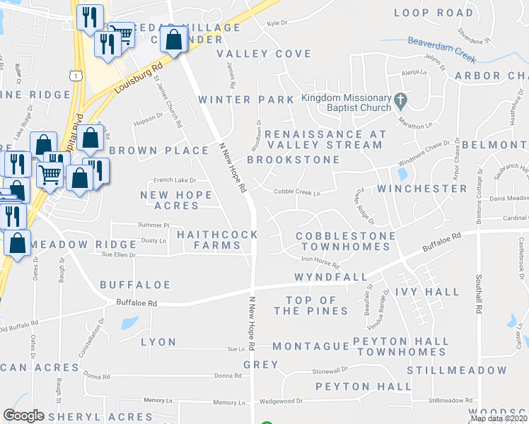 map of restaurants, bars, coffee shops, grocery stores, and more near 4109 Iron Horse Road in Raleigh