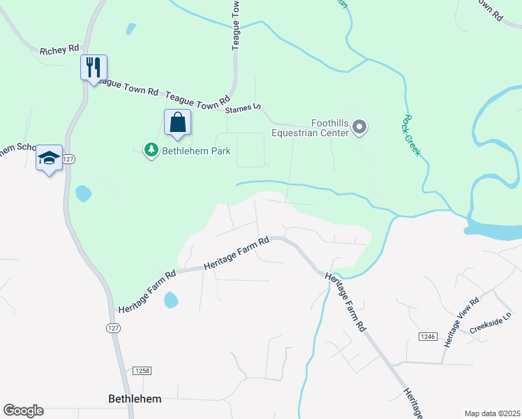 map of restaurants, bars, coffee shops, grocery stores, and more near 16 Penny Lane in Hickory