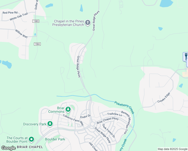 map of restaurants, bars, coffee shops, grocery stores, and more near 366 Monteith Drive in Chapel Hill