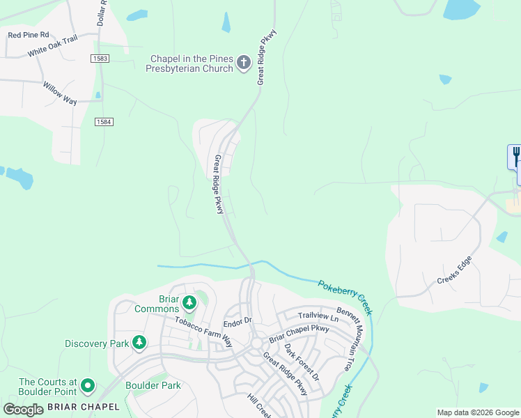map of restaurants, bars, coffee shops, grocery stores, and more near 366 Monteith Drive in Chapel Hill