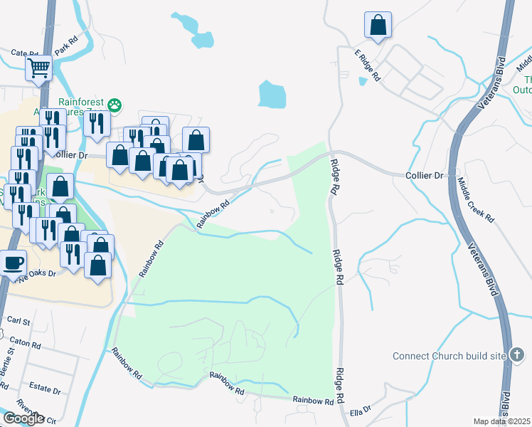 map of restaurants, bars, coffee shops, grocery stores, and more near 308 Collier Drive in Sevierville