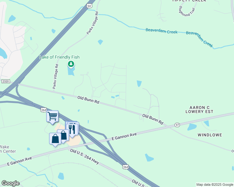 map of restaurants, bars, coffee shops, grocery stores, and more near 727 Putney Hill Road in Zebulon