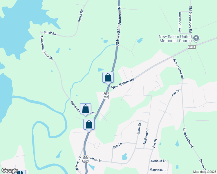 map of restaurants, bars, coffee shops, grocery stores, and more near 4449 US Highway 220 Business North in Randleman