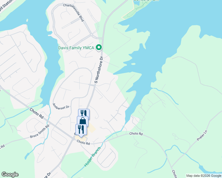 map of restaurants, bars, coffee shops, grocery stores, and more near 12244 Mossy Point Way in Knoxville