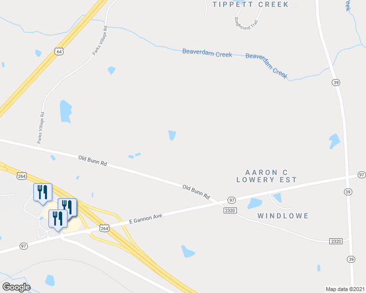 map of restaurants, bars, coffee shops, grocery stores, and more near 1915 Old Bunn Road in Zebulon