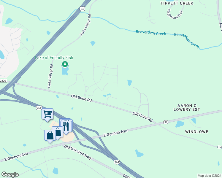 map of restaurants, bars, coffee shops, grocery stores, and more near 718 Putney Hill Road in Zebulon