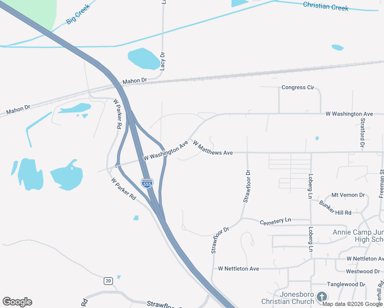 map of restaurants, bars, coffee shops, grocery stores, and more near 2714 West Matthews Avenue in Jonesboro