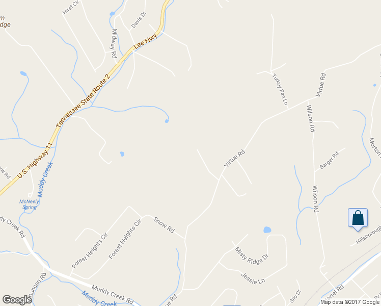 map of restaurants, bars, coffee shops, grocery stores, and more near 14316 Virtue Road in Lenoir City