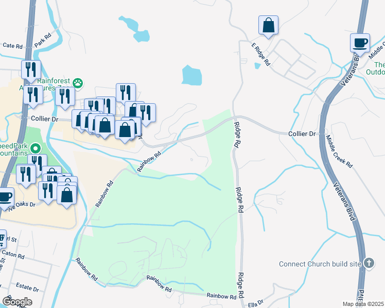 map of restaurants, bars, coffee shops, grocery stores, and more near 308 Collier Drive in Sevierville