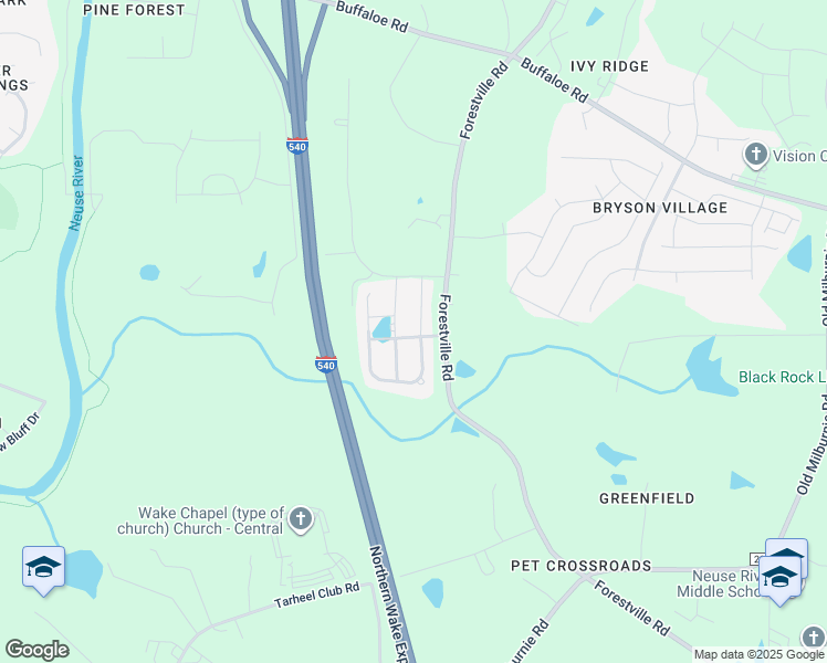 map of restaurants, bars, coffee shops, grocery stores, and more near 7301 Vanover Dr. in Raleigh