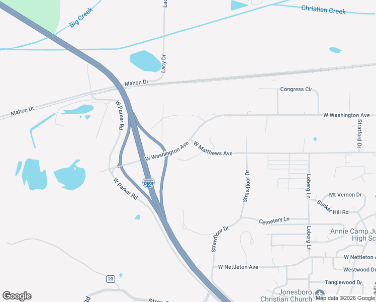 map of restaurants, bars, coffee shops, grocery stores, and more near 2714 West Matthews Avenue in Jonesboro