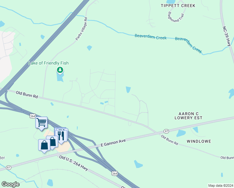 map of restaurants, bars, coffee shops, grocery stores, and more near 516 Barrington Row Avenue in Zebulon