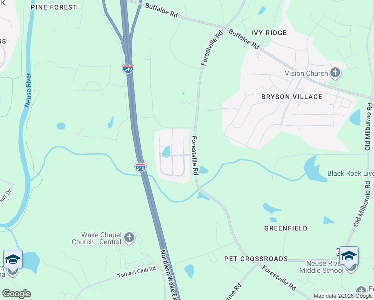 map of restaurants, bars, coffee shops, grocery stores, and more near 7408 Cornett Way in Raleigh
