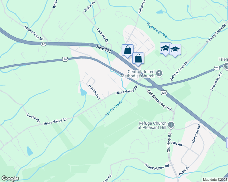 map of restaurants, bars, coffee shops, grocery stores, and more near 319 Gentry Road in Lenoir City