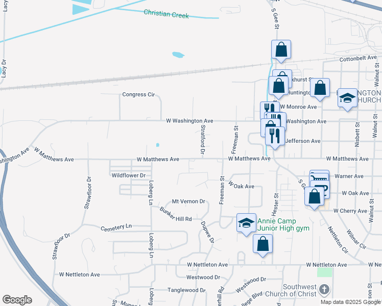 map of restaurants, bars, coffee shops, grocery stores, and more near 1906 West Matthews Avenue in Jonesboro