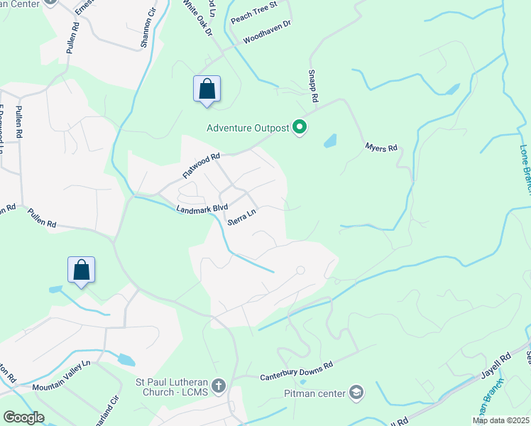 map of restaurants, bars, coffee shops, grocery stores, and more near 1843 Sierra Lane in Sevierville