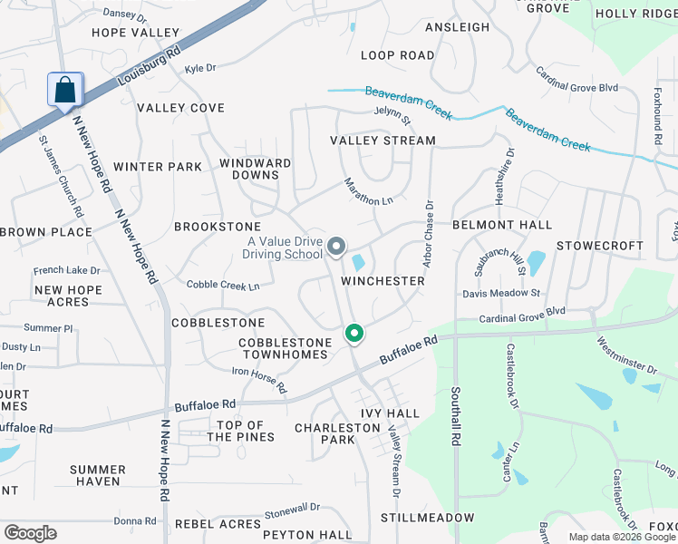 map of restaurants, bars, coffee shops, grocery stores, and more near 4409 Major Loring Way in Raleigh