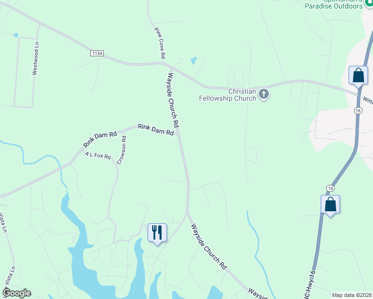 map of restaurants, bars, coffee shops, grocery stores, and more near 415 Wayside Church Road in Township of Taylorsville